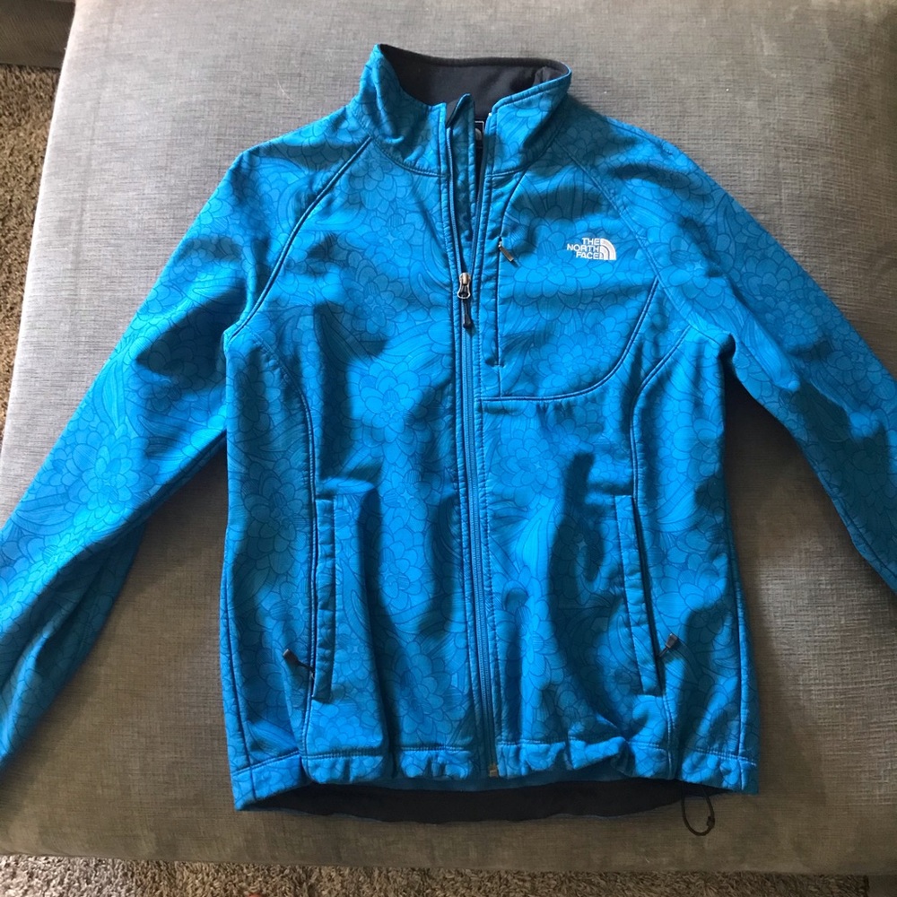 Blue floral north face jacket